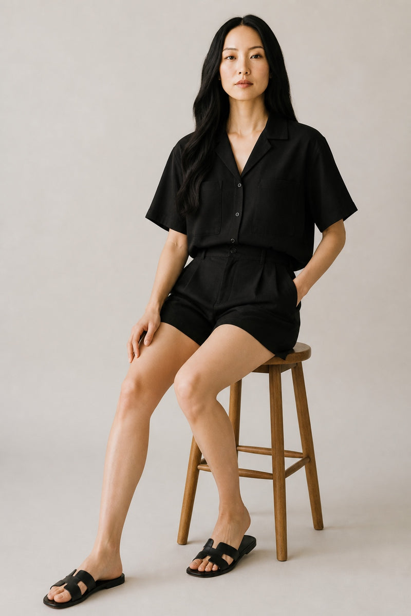 Black Linen Blend Co-rd Set