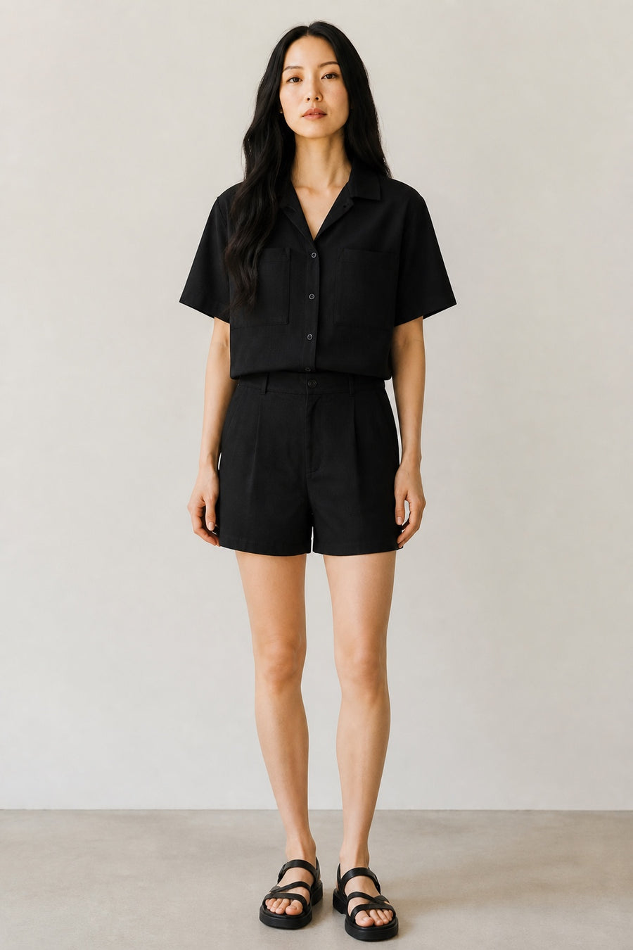 Black Linen Blend Co-rd Set
