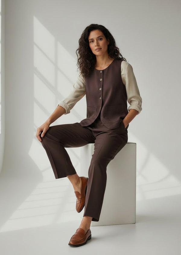 Brown Linen Blend Co-rd Set