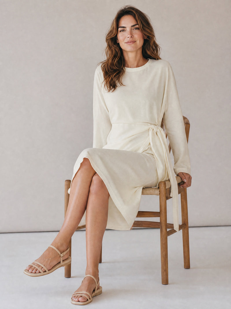 Wrap-Tie Viscose Dress - Off-White