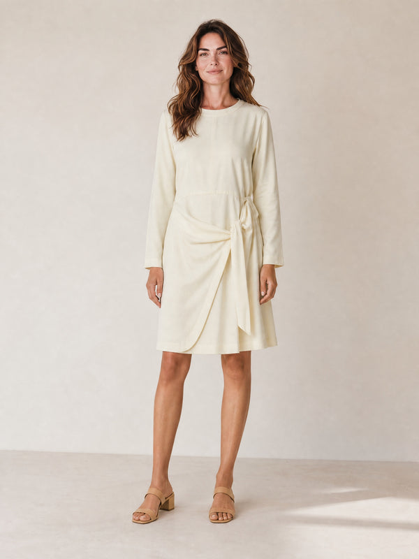 Wrap-Tie Viscose Dress - Off-White