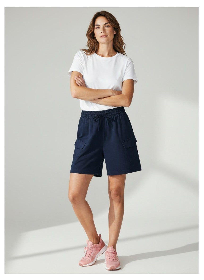 Relaxed Cotton-Linen Cargo Shorts - Navy