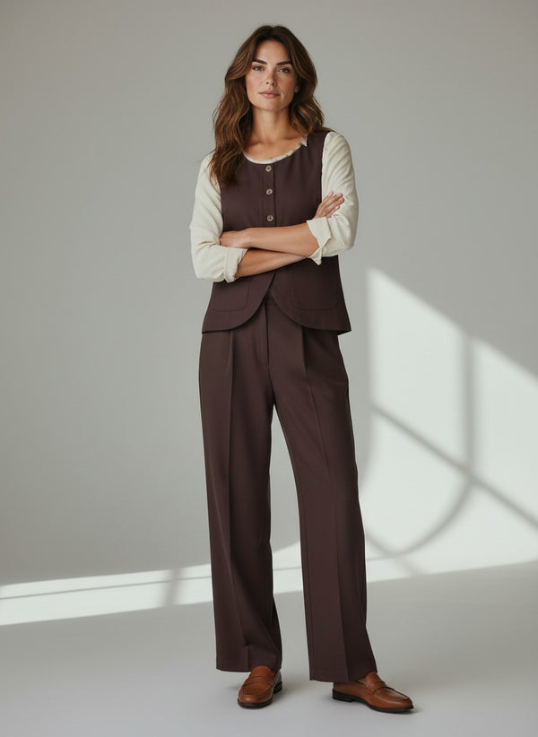 Brown Linen Blend Co-rd Set