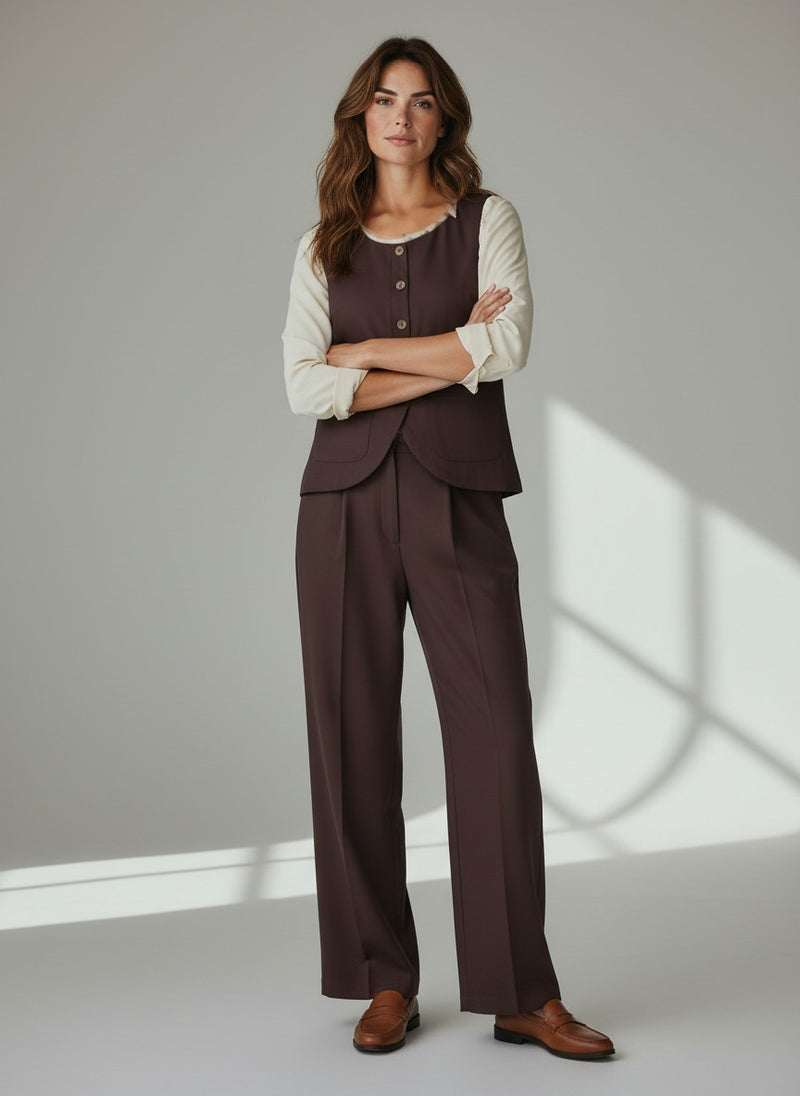 Brown Linen Blend Co-rd Set