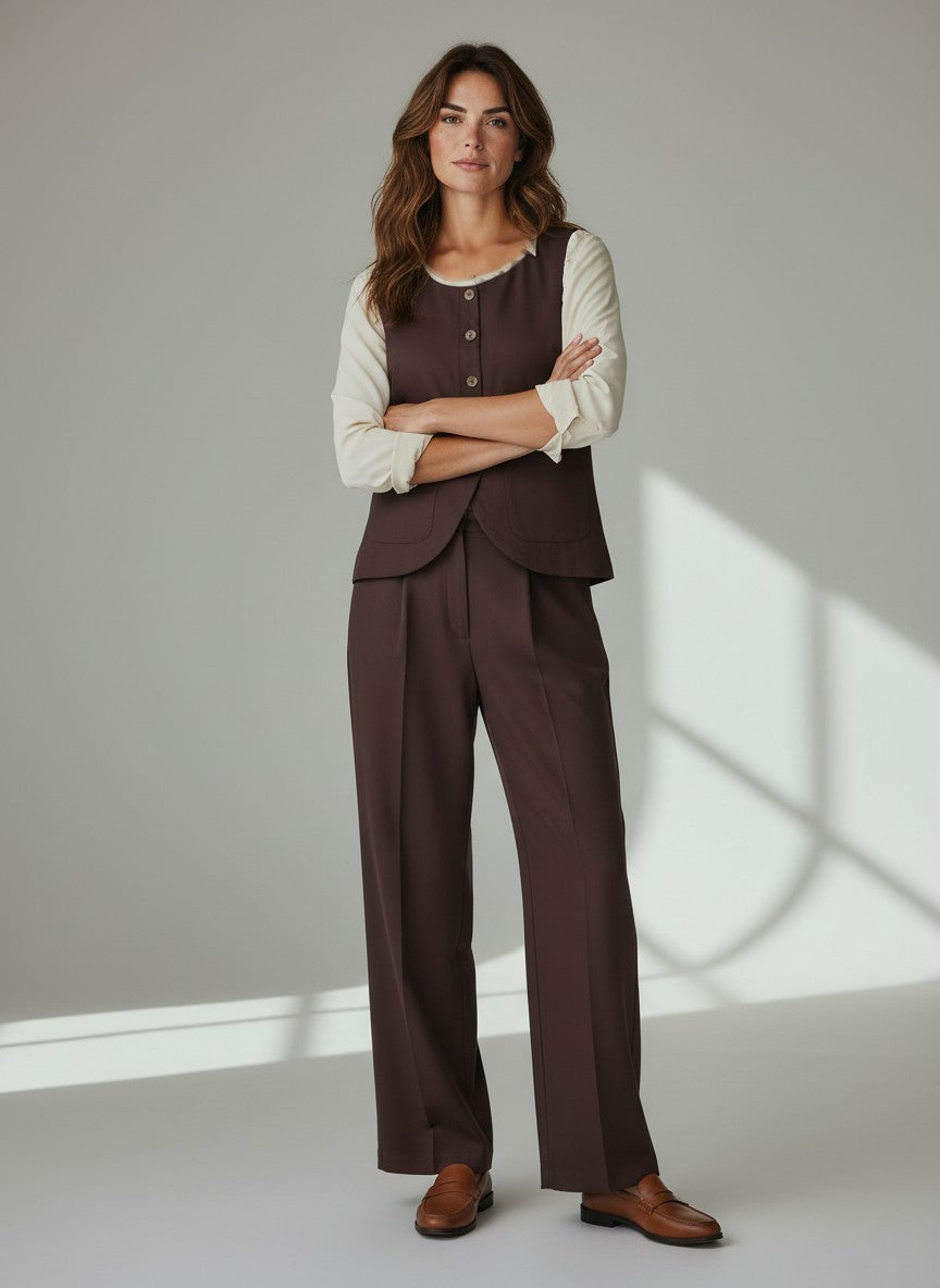 Brown Linen Blend Co-rd Set