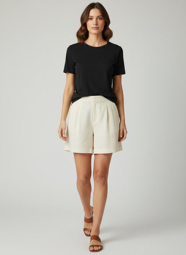 Tailored Cotton-Linen Shorts - Ecru