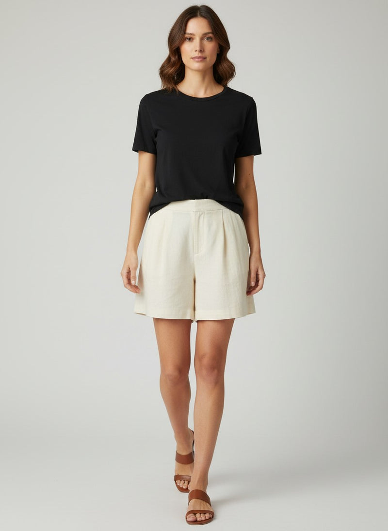 Tailored Cotton-Linen Shorts - Ecru