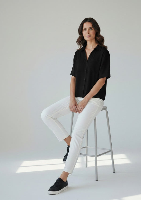Relaxed Linen Blend Shirt - Black