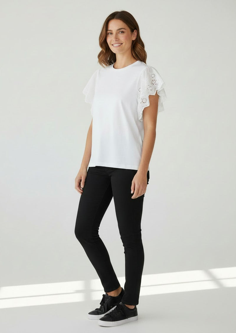 Embroidered Cotton White Top