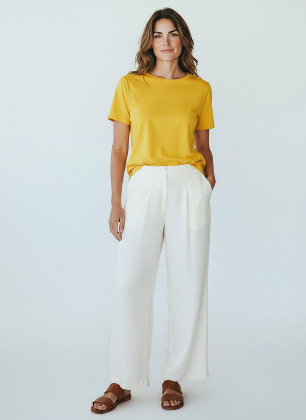 Wide-Leg Viscose Pants - Off-White