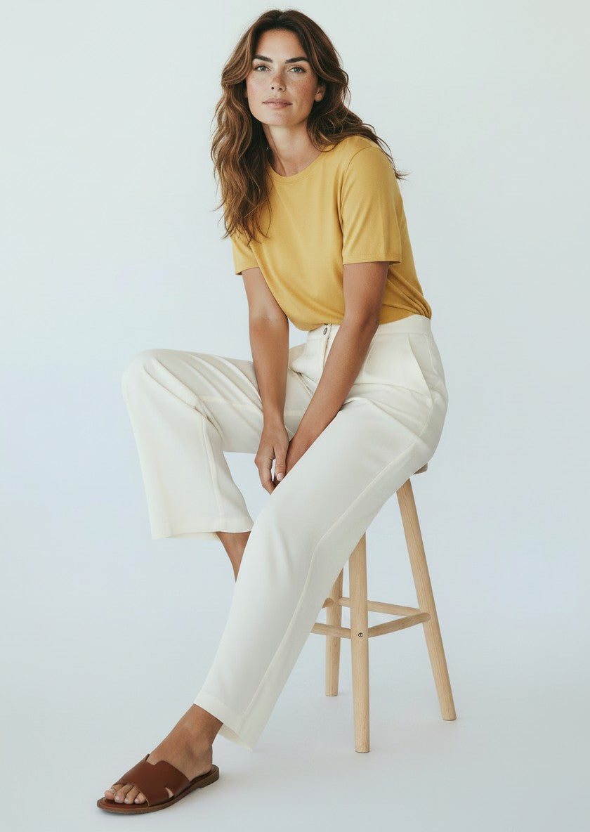 Wide-Leg Viscose Pants - Off-White
