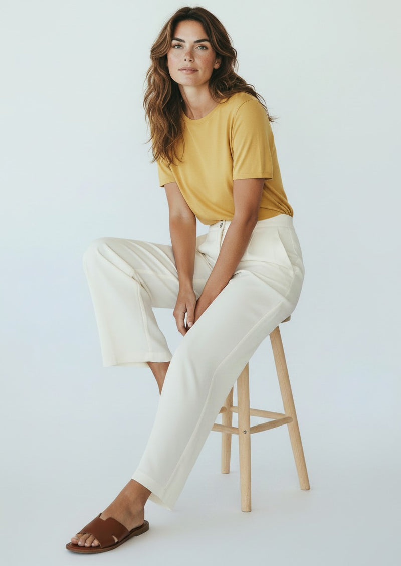 Wide-Leg Viscose Pants - Off-White