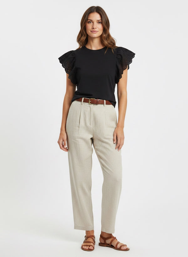 Embroidered Cotton Black Top